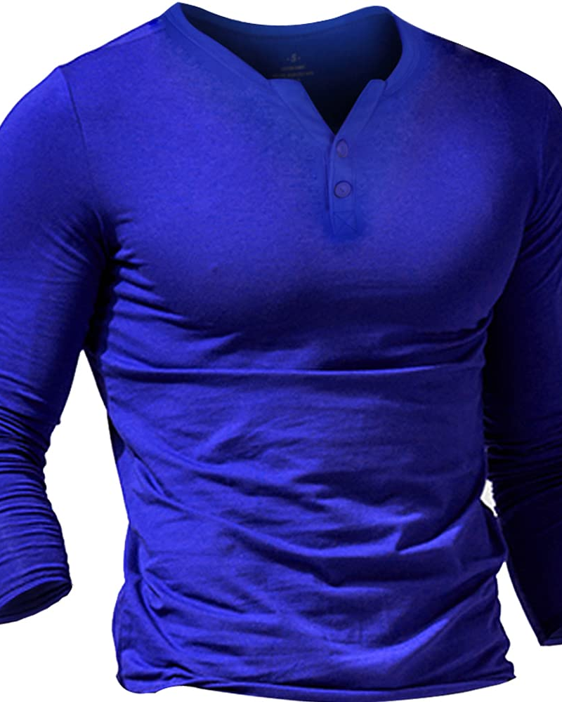 Declan Men's Cotton Henley T-Shirt – Slim Fit Button Neck Long & Short Sleeve Top