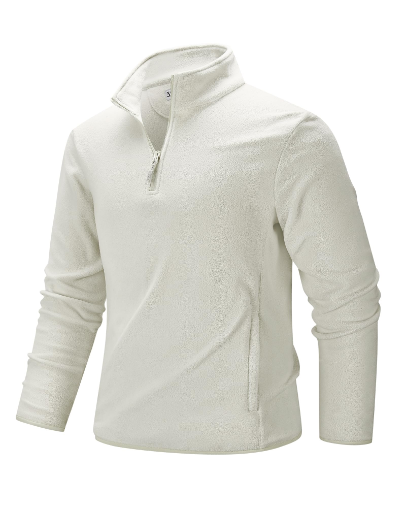 Keaton Men's Quarter Zip Fleece Pullover – Polyester Outdoor Jacket with Zip Pockets