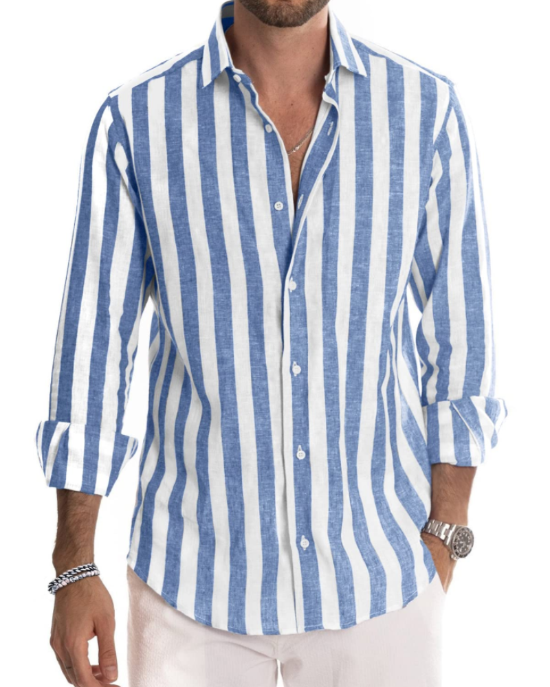 Trenton Men's Striped Shirt – Long Sleeve Button-Up Casual Shirt