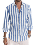 Trenton Men's Striped Shirt – Long Sleeve Button-Up Casual Shirt