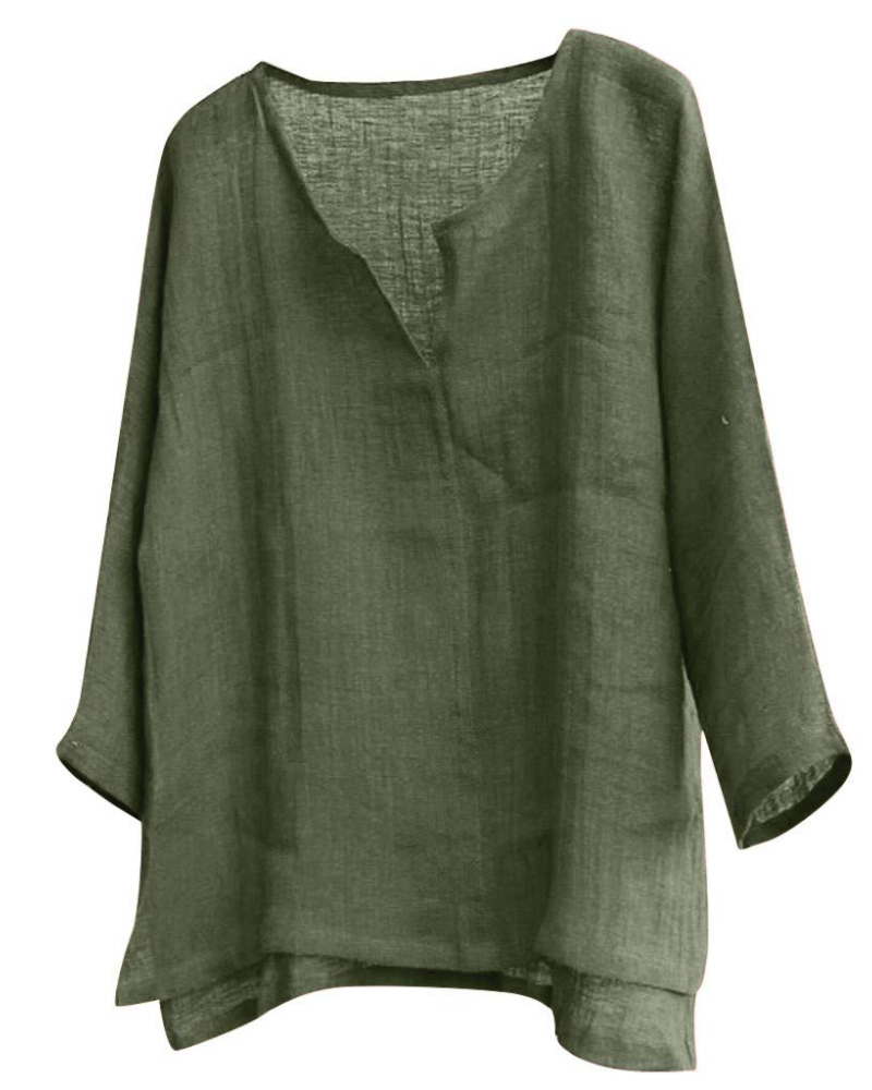 Parker Men's Cotton Linen Henley Shirt – Long Sleeve Band Collar Button Casual Shirt