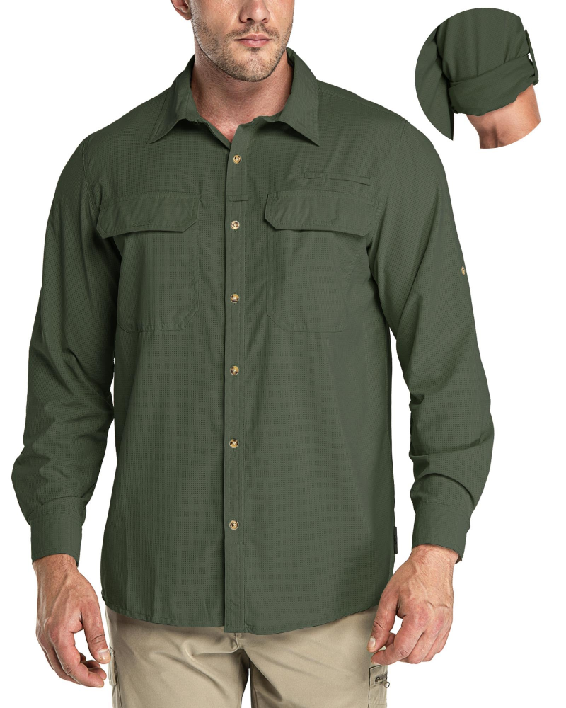 Brandon Men's UPF50+ Fishing Shirt – Long Sleeve Quick-Dry Outdoor Shirt with Pockets