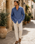 Oliver Men's Linen Shirt – Breathable Long Sleeve Smart Casual Summer Shirt