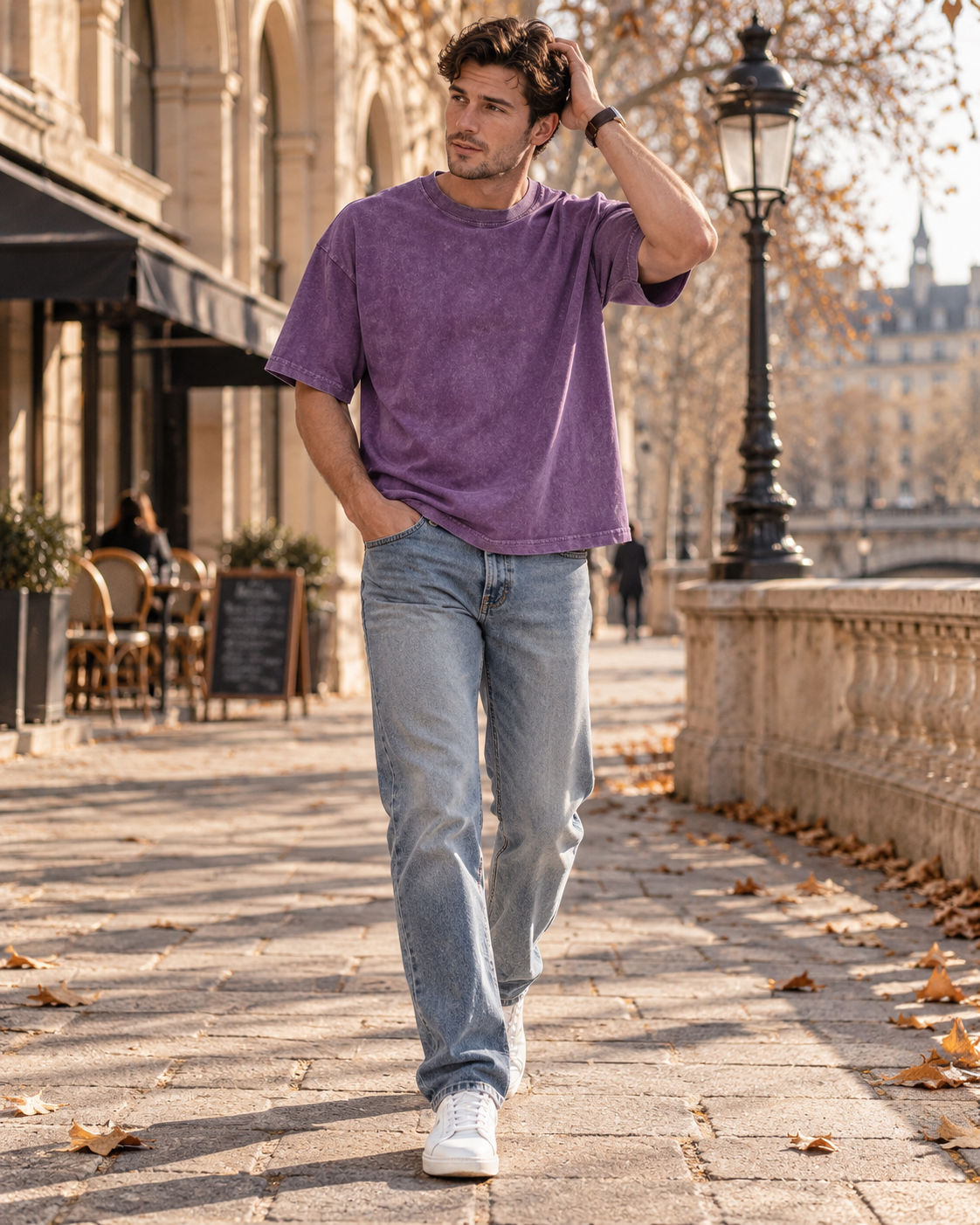 Frederick Men's Oversized T-Shirt – Vintage Washed Cotton Crew Neck Short Sleeve Tee
