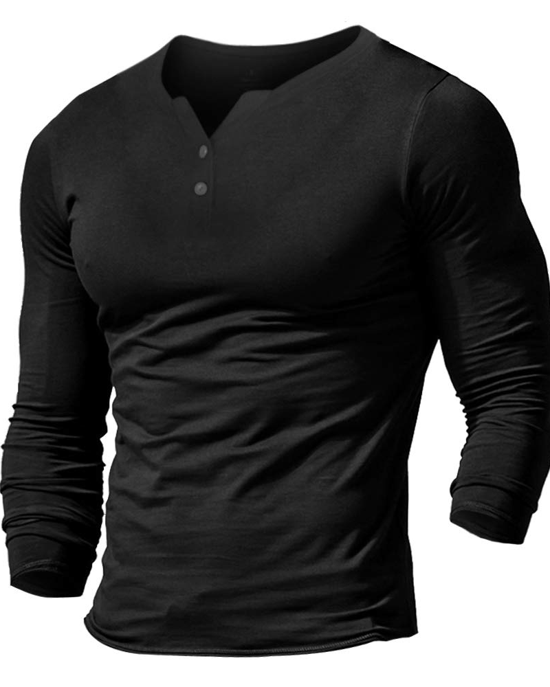 Declan Men's Cotton Henley T-Shirt – Slim Fit Button Neck Long & Short Sleeve Top