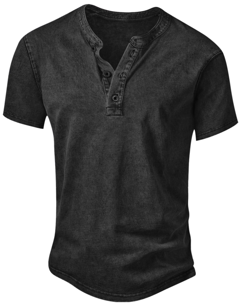 Sawyer Men's Cotton Henley T-Shirt – Vintage Button Neck Short Sleeve Casual Top