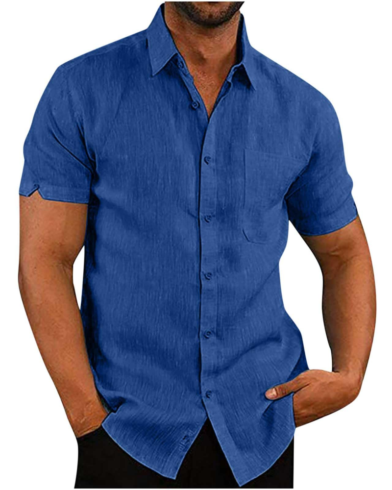 Colby Men's Short Sleeve Button Shirt – Polyester Casual Summer Collared Shirt