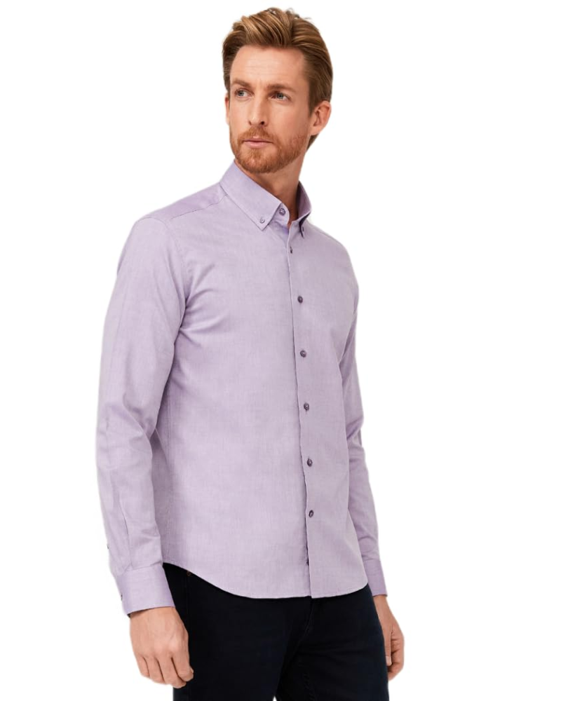 Gavin Men's Cotton Oxford Shirt – Long Sleeve Button-Down Smart Casual Shirt