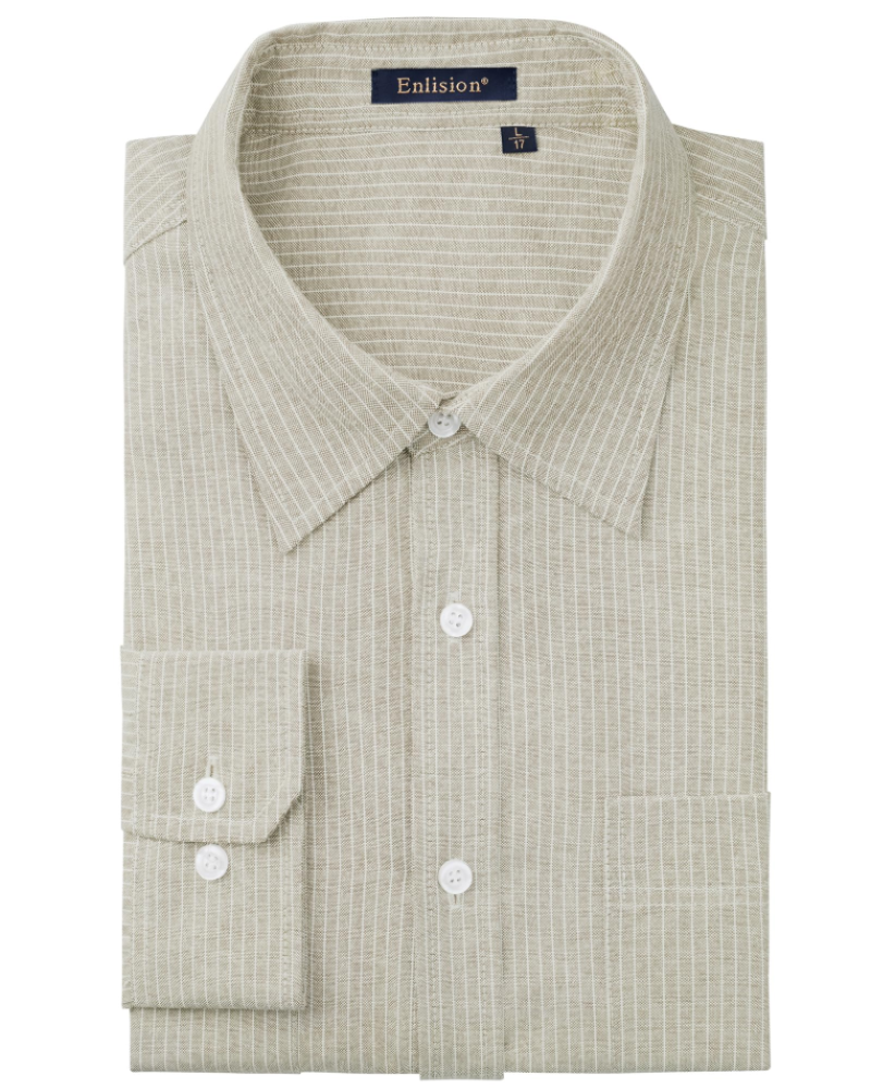 Marshall Men's Striped Oxford Shirt – Long Sleeve Cotton Blend Button-Up Shirt