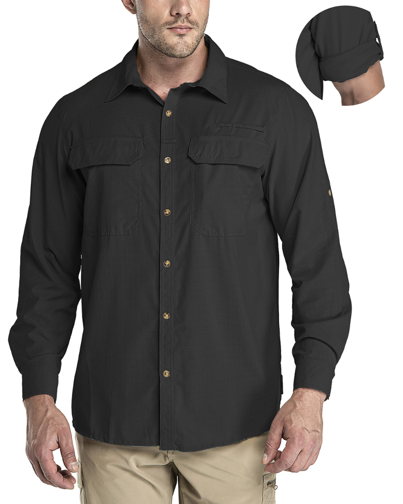 Brandon Men's UPF50+ Fishing Shirt – Long Sleeve Quick-Dry Outdoor Shirt with Pockets