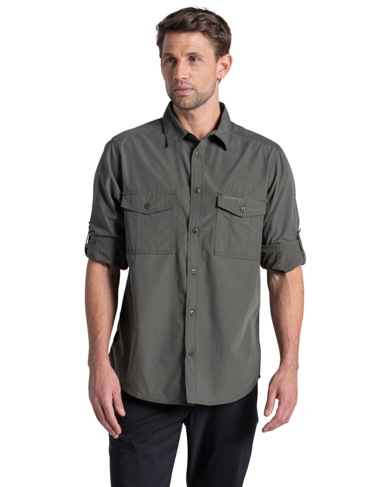 Keaton Men's UPF50+ Outdoor Shirt – Long Sleeve Safari Shirt with Roll-Up Sleeves
