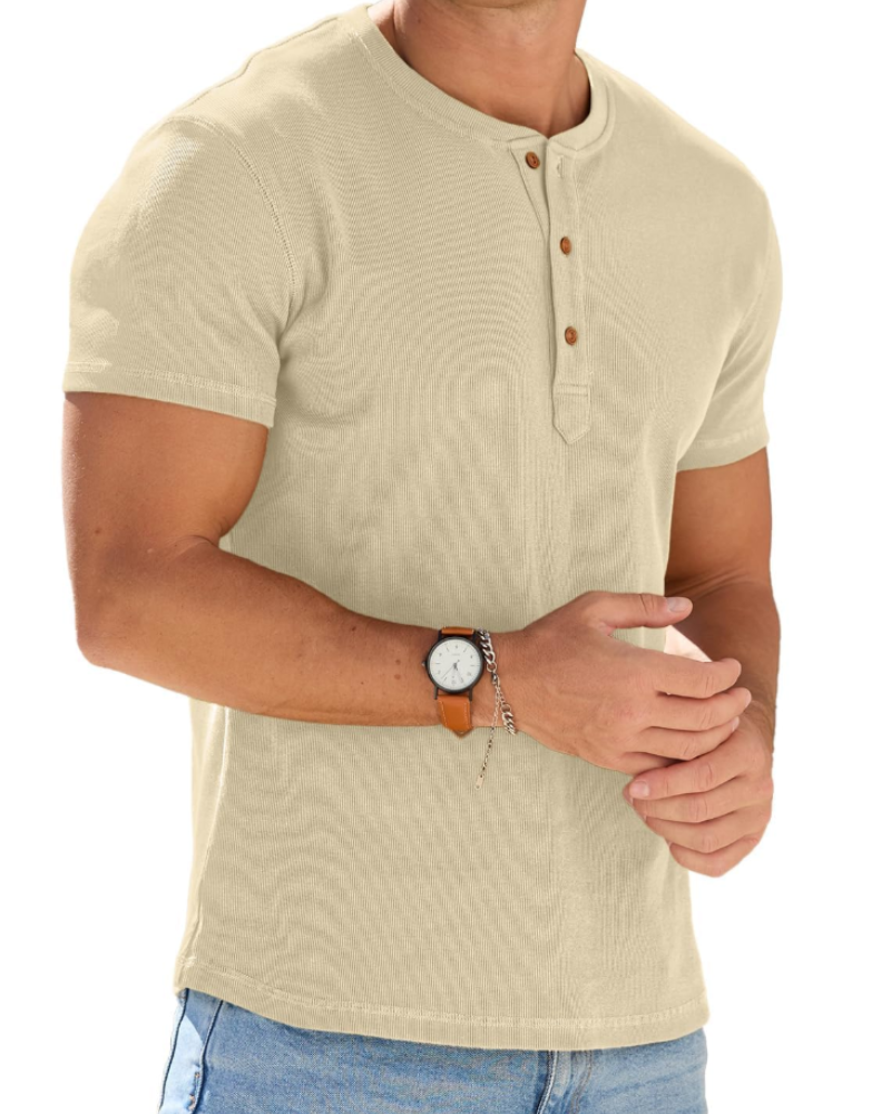 Dylan Men's Cotton Blend Henley T-Shirt – 3-Button Short Sleeve Casual Top