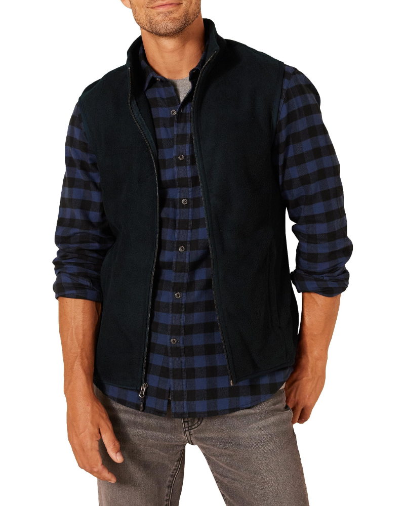 Brady Men's Polar Fleece Gilet – Full Zip Mock Neck Sleeveless Jacket