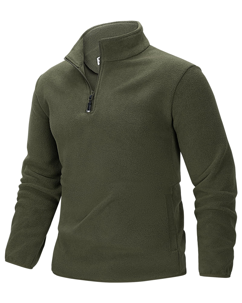 Keaton Men's Quarter Zip Fleece Pullover – Polyester Outdoor Jacket with Zip Pockets