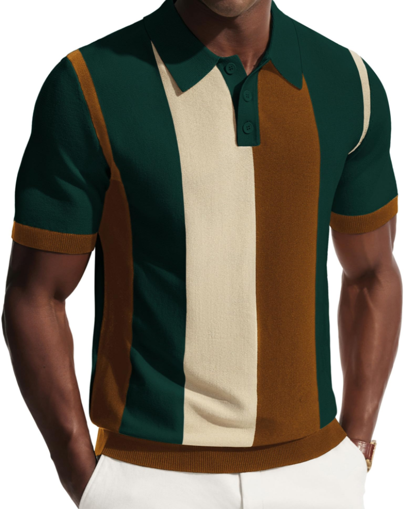Tristan Men's Knitted Polo Shirt – Textured Short Sleeve Collared Knit Top