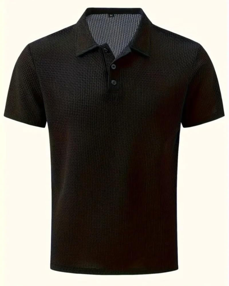 Owen Men's Polo Shirt – Short Sleeve Waffle Knit Collared Summer Top
