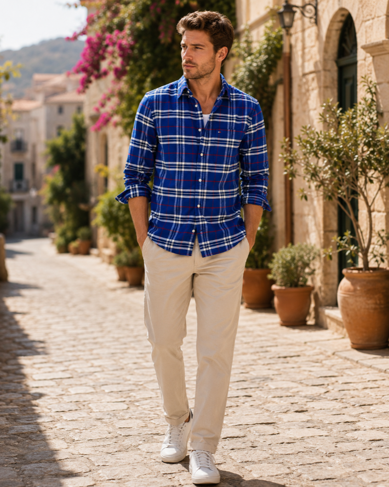 Warren Men's Regenerative Cotton Shirt – Long Sleeve Button-Down Regular Fit Shirt