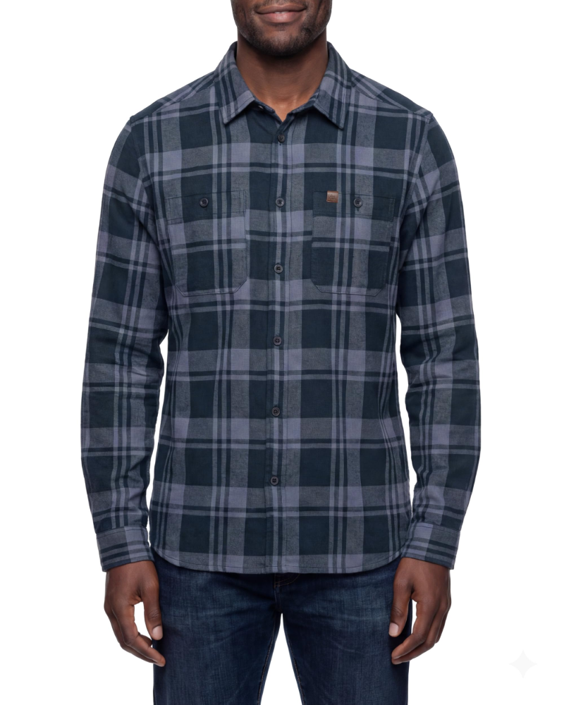 Ronan Men's Organic Cotton Flannel Shirt – Long Sleeve Button-Up Checked Overshirt