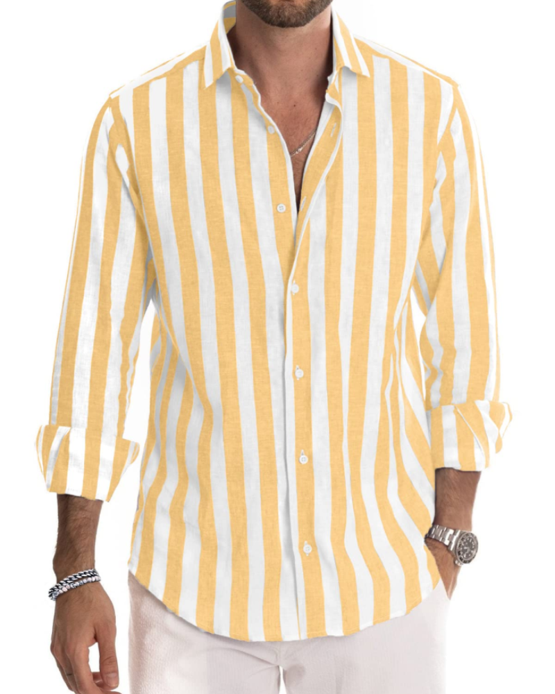 Trenton Men's Striped Shirt – Long Sleeve Button-Up Casual Shirt