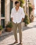 Colby Men's Linen Hooded Shirt – Long Sleeve Button-Up Casual Summer Hoodie