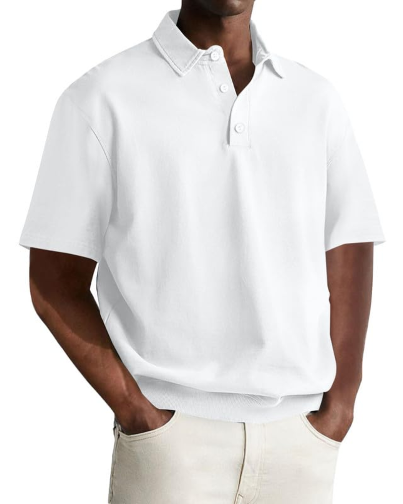 Grayson Men's Polo Shirt – Short Sleeve Three Button Collared Casual Top