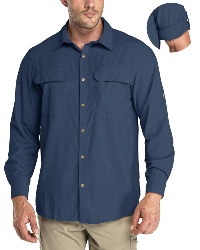 Brandon Men's UPF50+ Fishing Shirt – Long Sleeve Quick-Dry Outdoor Shirt with Pockets