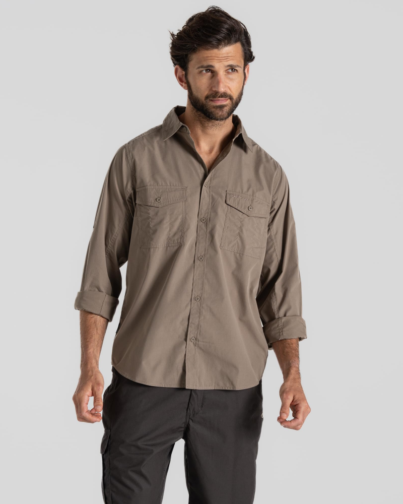 Mileson Men's Long Sleeve Walking Shirt – UPF 50+ Outdoor Button-Up Shirt