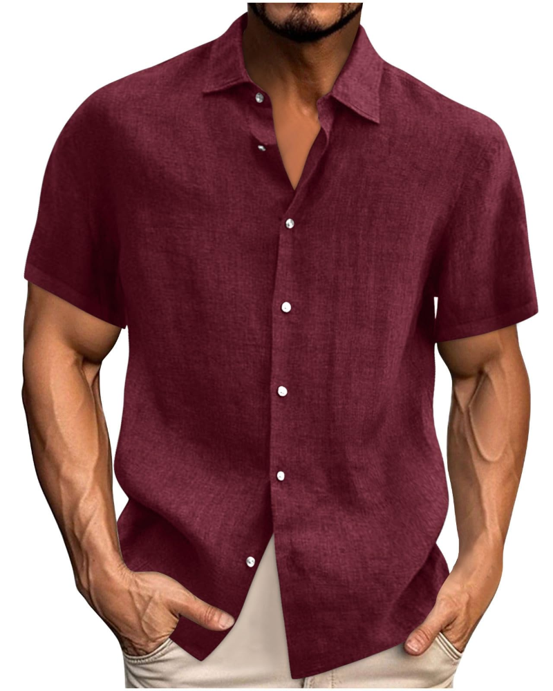 Weston Men's Linen Blend Shirt – Long Sleeve Button-Up Casual Beach & Business Shirt