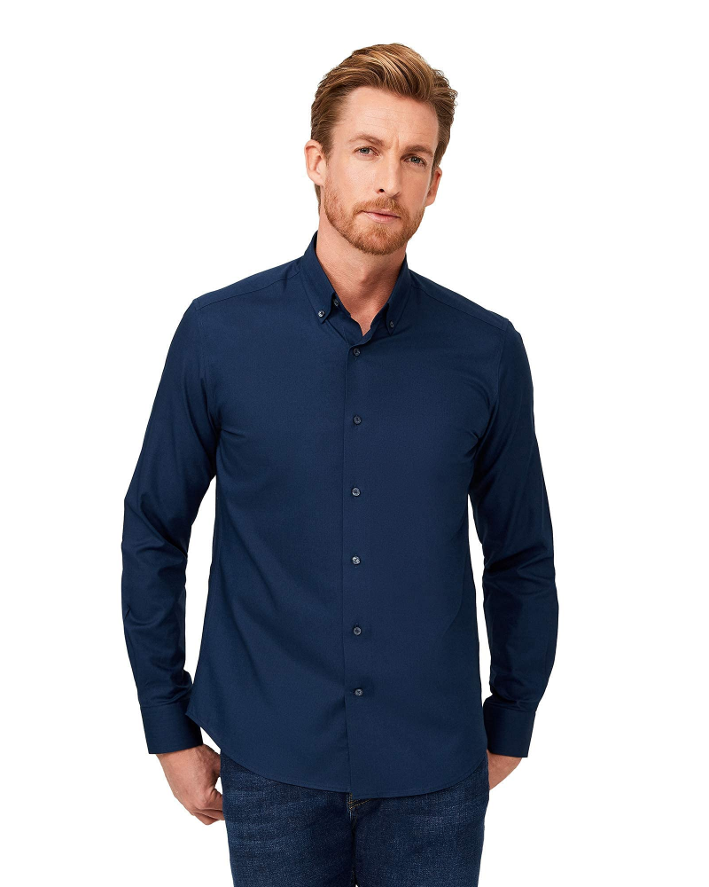 Gavin Men's Cotton Oxford Shirt – Long Sleeve Button-Down Smart Casual Shirt