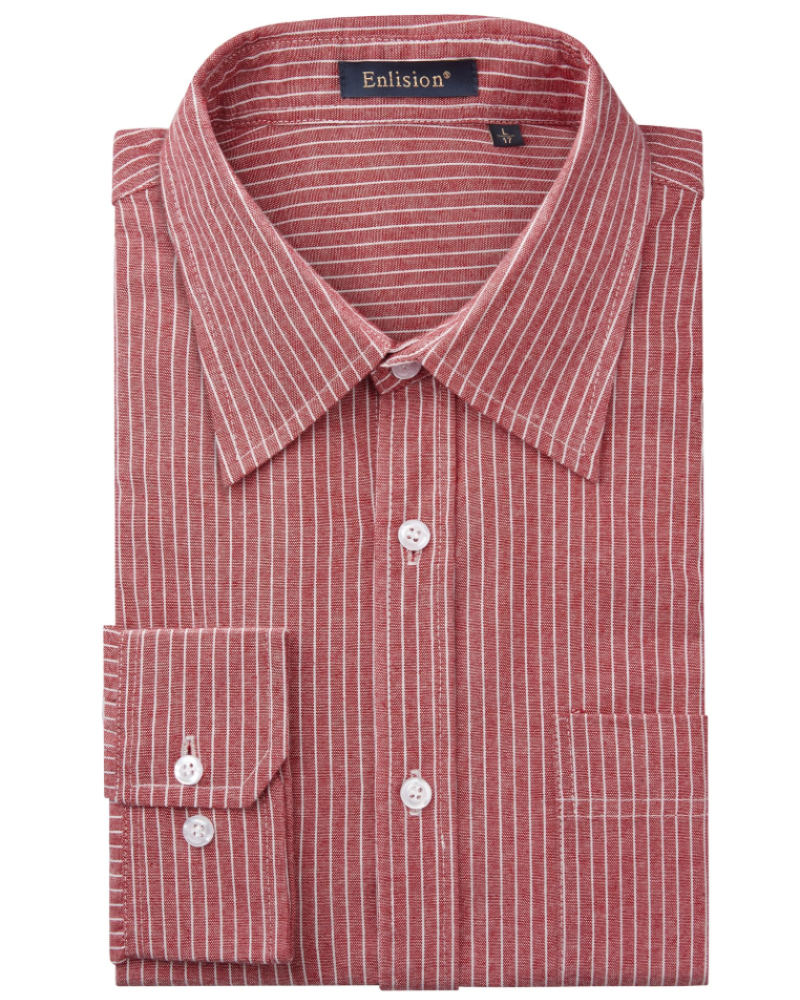 Marshall Men's Striped Oxford Shirt – Long Sleeve Cotton Blend Button-Up Shirt