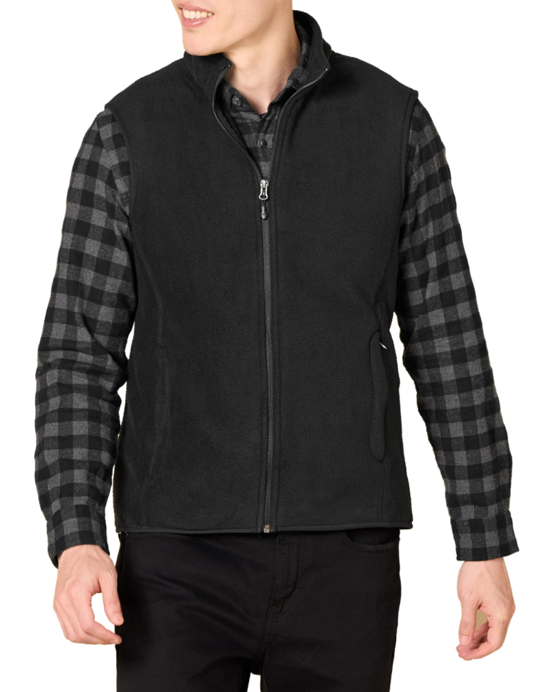 Brady Men's Polar Fleece Gilet – Full Zip Mock Neck Sleeveless Jacket