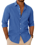 Alfred Men's Linen Cotton Long Sleeve Shirt – Regular Fit Button-Up Casual Shirt