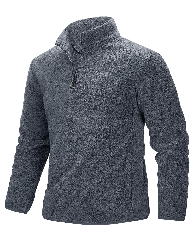 Keaton Men's Quarter Zip Fleece Pullover – Polyester Outdoor Jacket with Zip Pockets