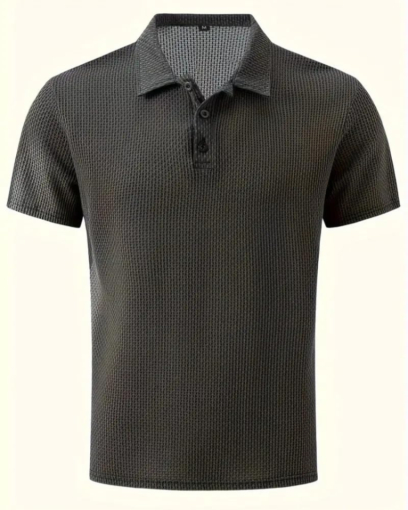 Owen Men's Polo Shirt – Short Sleeve Waffle Knit Collared Summer Top