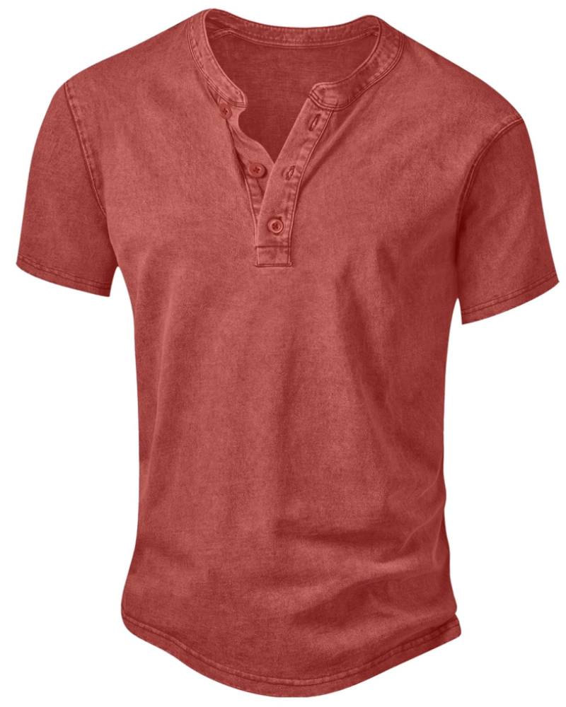 Sawyer Men's Cotton Henley T-Shirt – Vintage Button Neck Short Sleeve Casual Top
