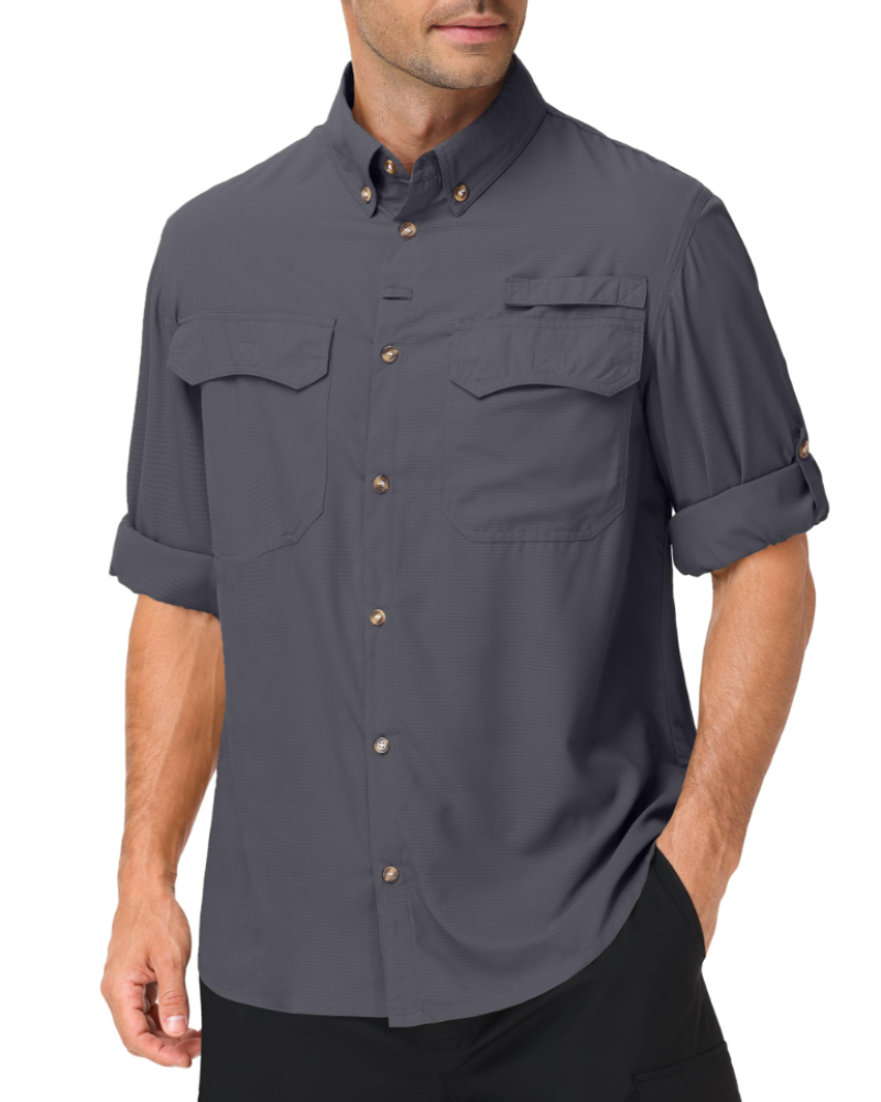 Gavin Men's UPF50+ Outdoor Shirt – Quick-Dry Long Sleeve Hiking Shirt with Pockets