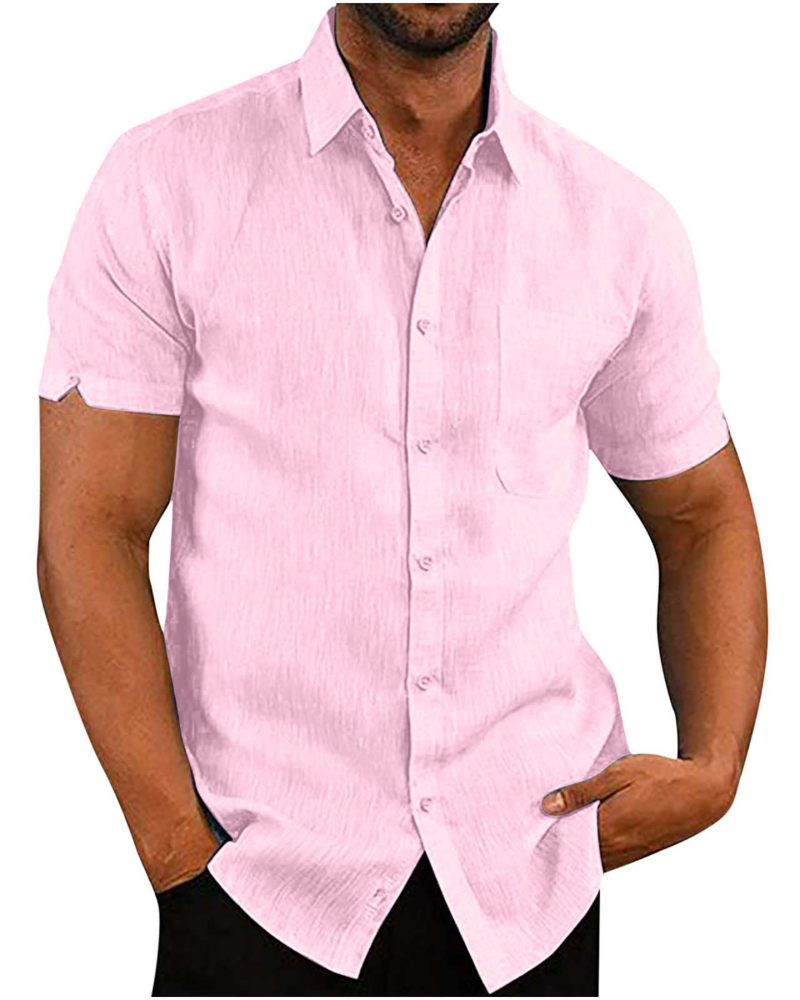 Colby Men's Short Sleeve Button Shirt – Polyester Casual Summer Collared Shirt