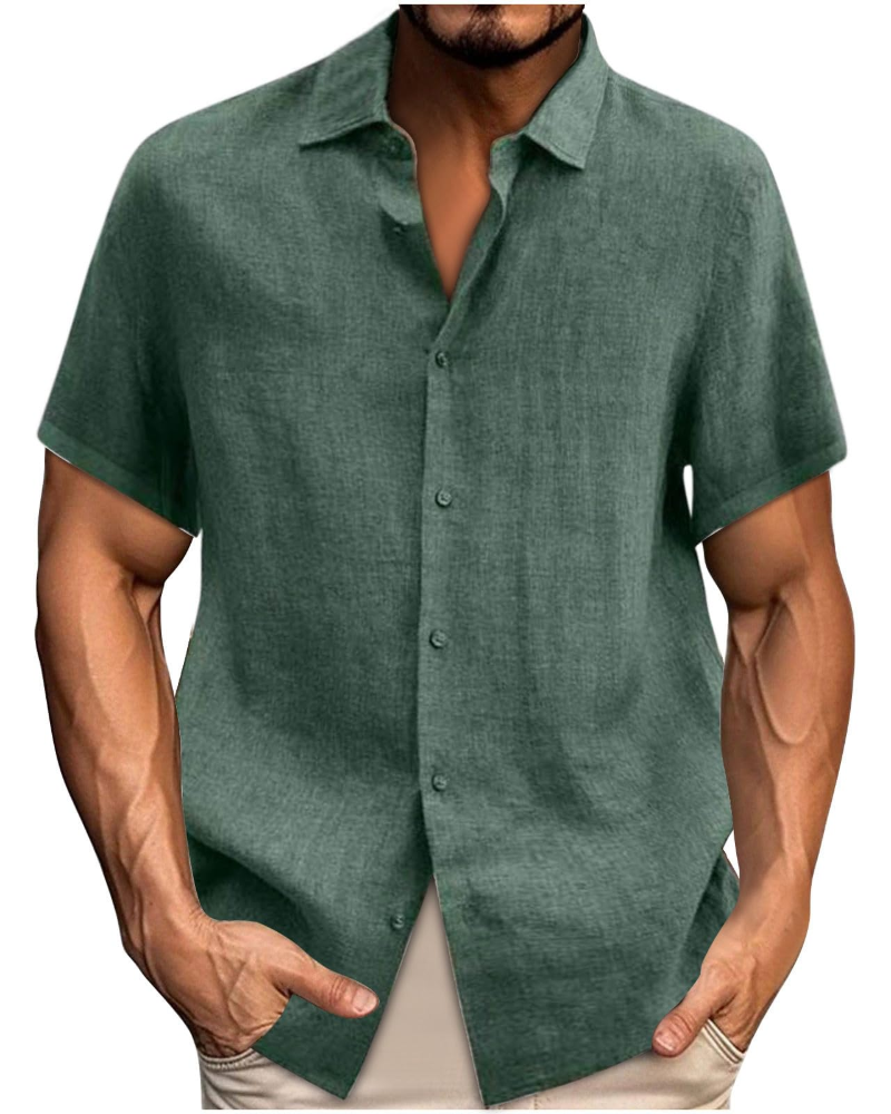 Weston Men's Linen Blend Shirt – Long Sleeve Button-Up Casual Beach & Business Shirt