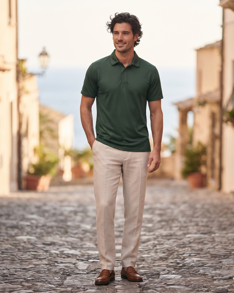 Darren Men's Performance Polo Shirt – Quick Dry 3 Button Work & Golf Polo