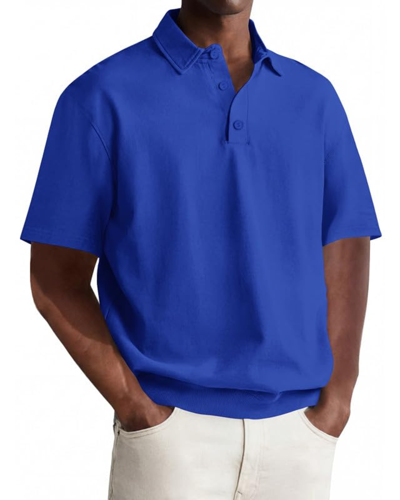Grayson Men's Polo Shirt – Short Sleeve Three Button Collared Casual Top