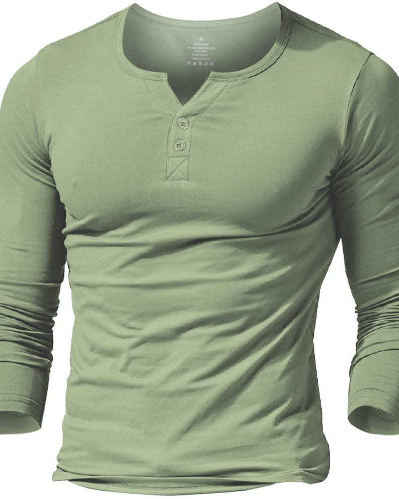 Declan Men's Cotton Henley T-Shirt – Slim Fit Button Neck Long & Short Sleeve Top
