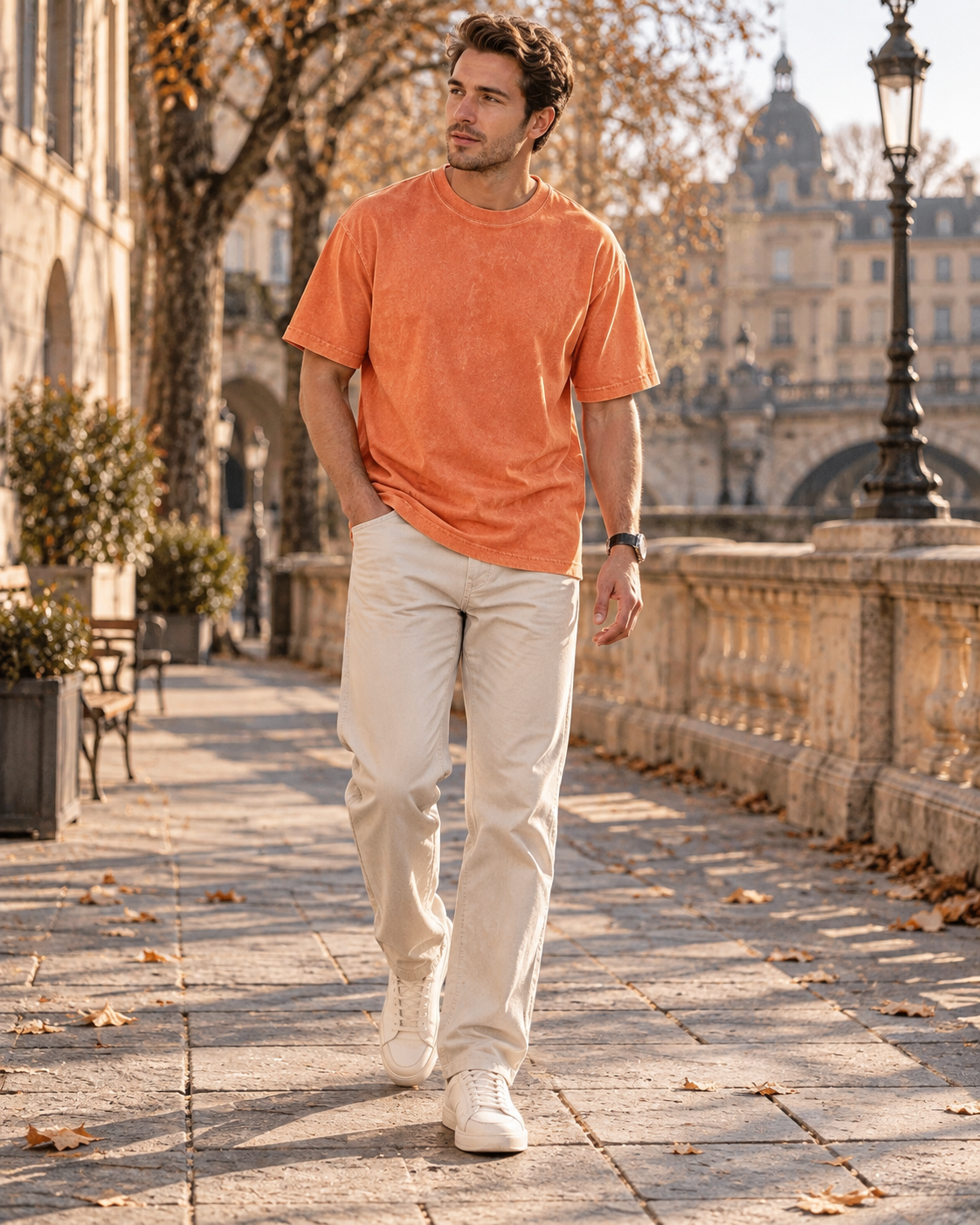 Frederick Men's Oversized T-Shirt – Vintage Washed Cotton Crew Neck Short Sleeve Tee