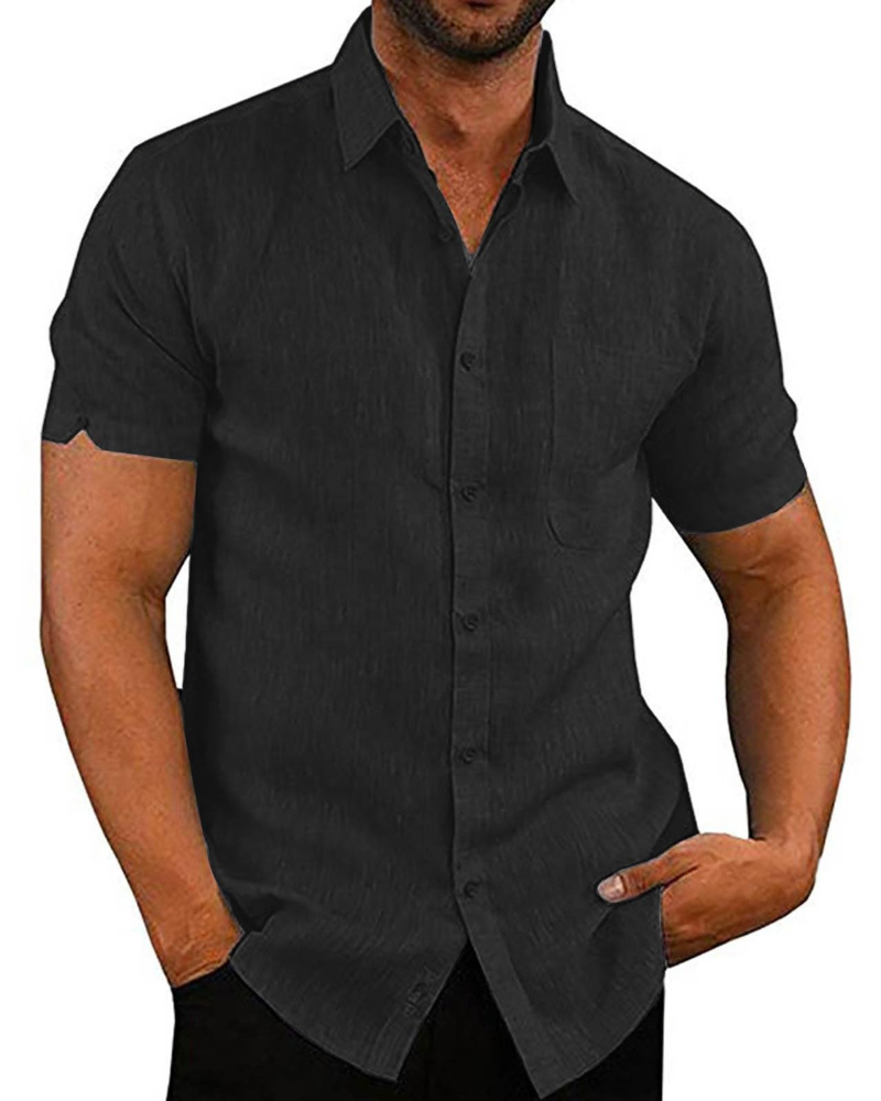 Colby Men's Short Sleeve Button Shirt – Polyester Casual Summer Collared Shirt