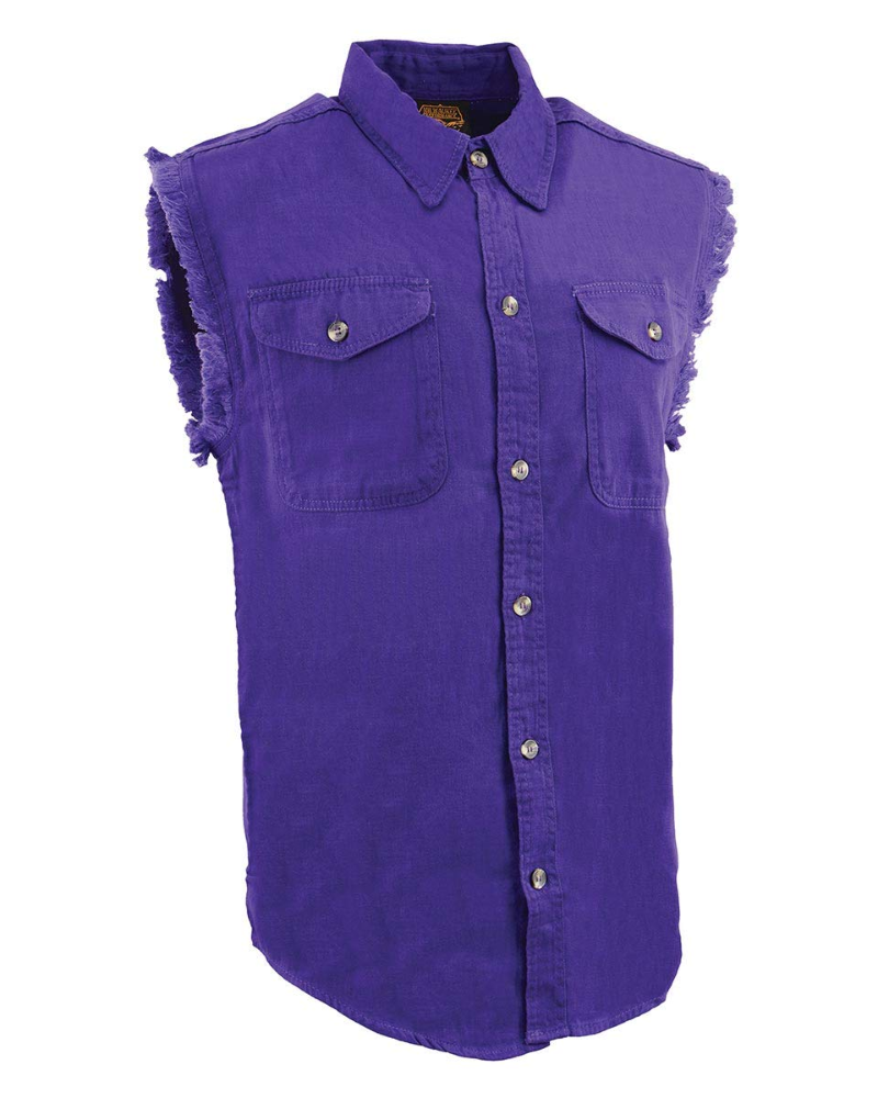 Gage Men's Sleeveless Denim Shirt – Cotton Button-Up Vest with Chest Pockets