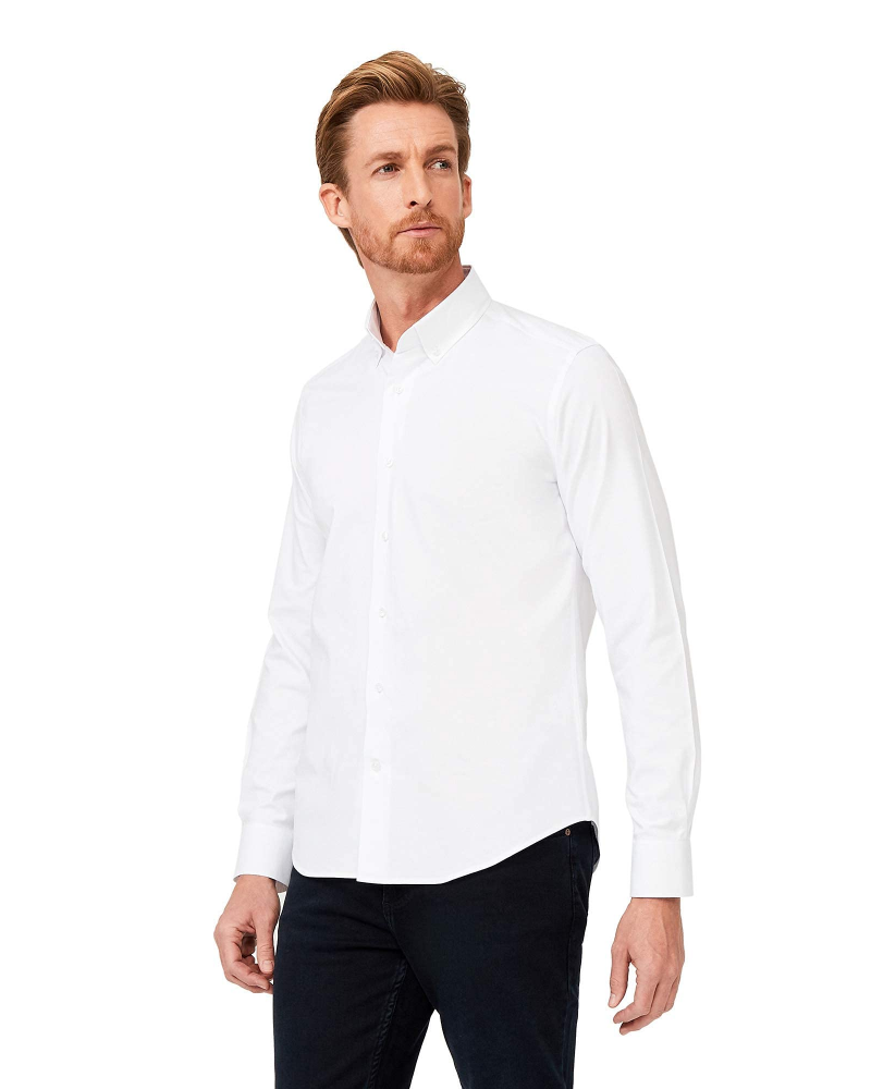 Gavin Men's Cotton Oxford Shirt – Long Sleeve Button-Down Smart Casual Shirt
