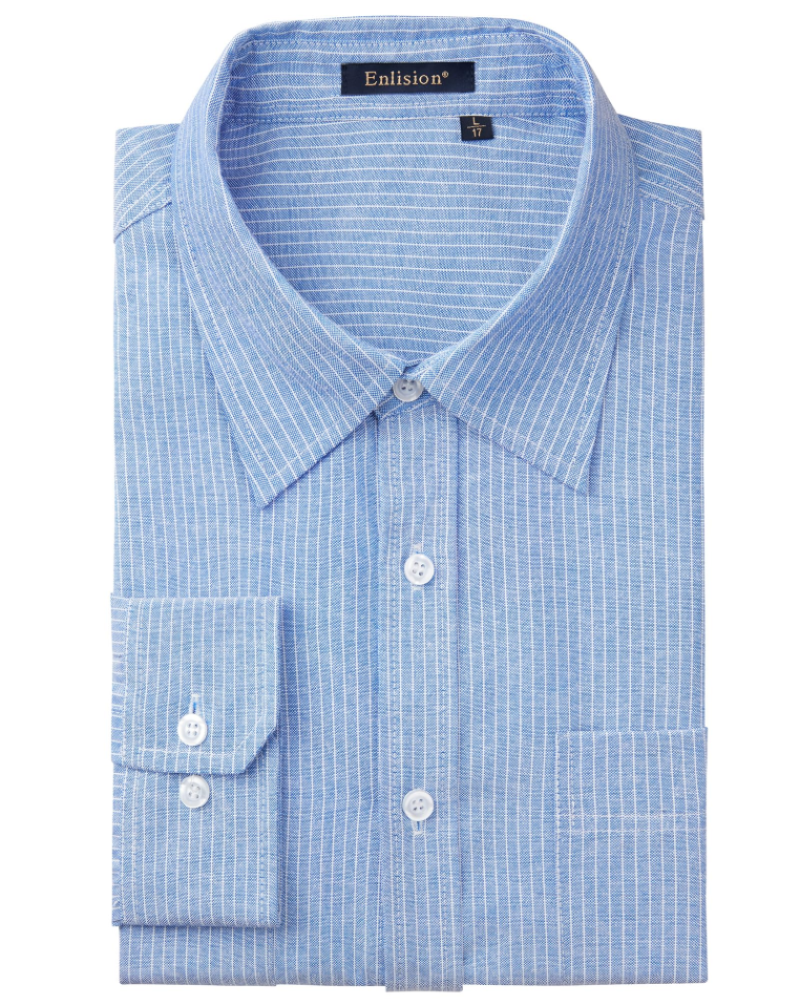 Marshall Men's Striped Oxford Shirt – Long Sleeve Cotton Blend Button-Up Shirt