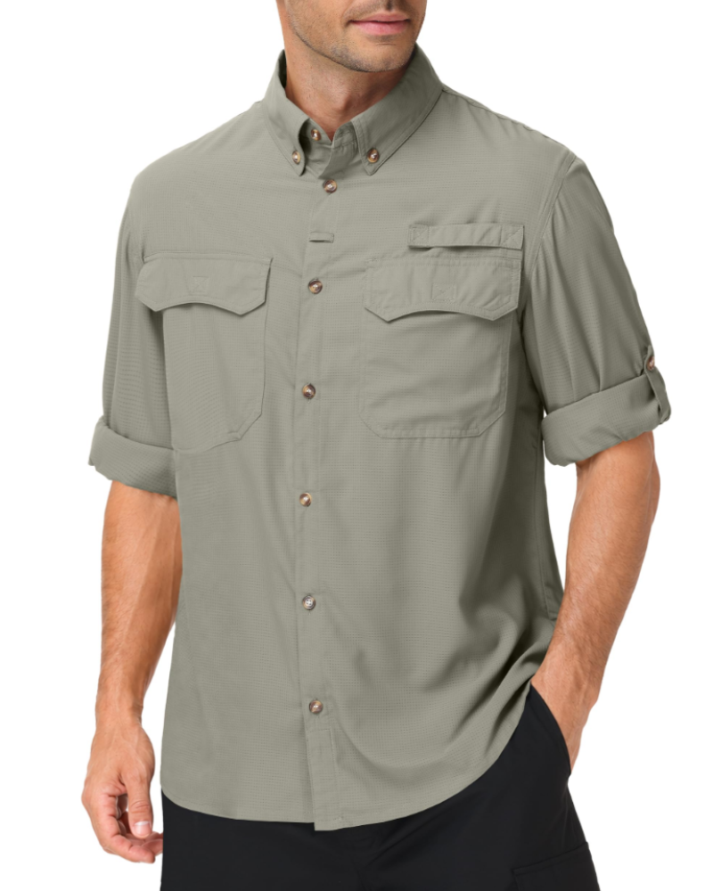 Gavin Men's UPF50+ Outdoor Shirt – Quick-Dry Long Sleeve Hiking Shirt with Pockets