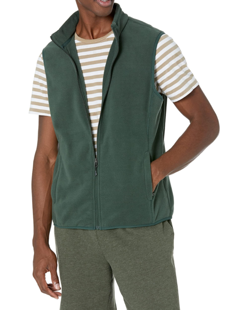 Brady Men's Polar Fleece Gilet – Full Zip Mock Neck Sleeveless Jacket