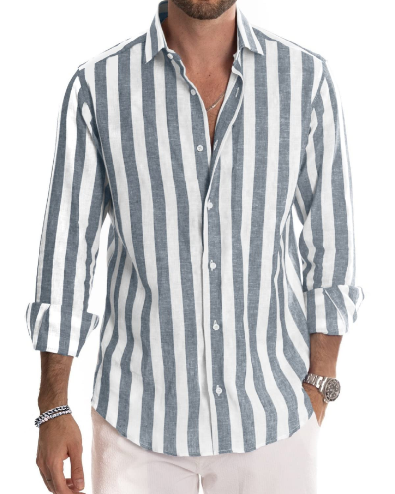 Trenton Men's Striped Shirt – Long Sleeve Button-Up Casual Shirt