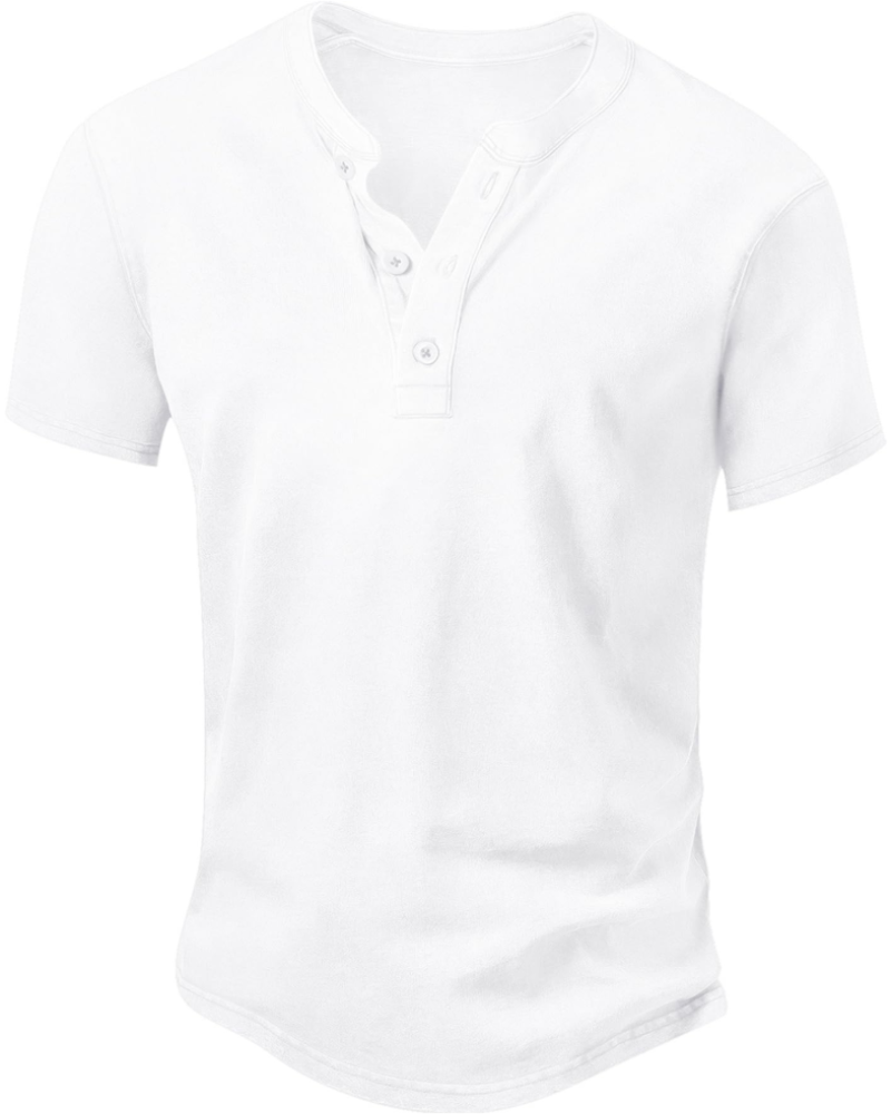 Sawyer Men's Cotton Henley T-Shirt – Vintage Button Neck Short Sleeve Casual Top